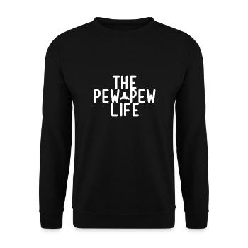 Pew Pew Leben - Unisex Pullover - Schwarz - Vorne - Alina (178cm) & Michal (187cm)
