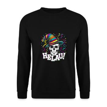 Lustiger Karneval Fasching Skull Helau - Unisex Pullover - Schwarz - Vorne - Alina (178cm) & Michal (187cm)