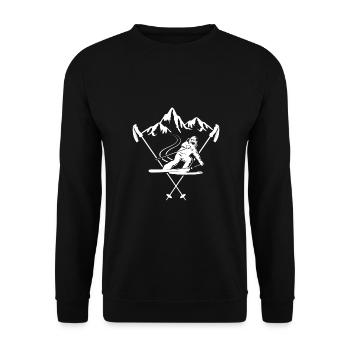 skifahrer ski-alpin pulverschnee race-carver - Unisex Pullover - Schwarz - Vorne - Alina (178cm) & Michal (187cm)