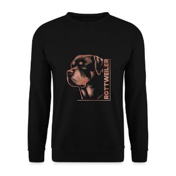 ROTTWEILER Zeichnung Kopf rosegold - Unisex Pullover - Schwarz - Vorne - Alina (178cm) & Michal (187cm)