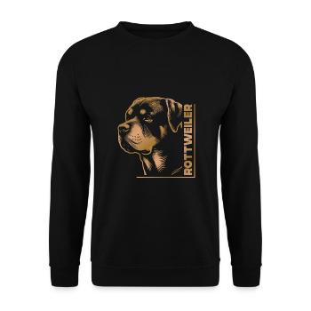 ROTTWEILER Zeichnung Kopf gold - Unisex Pullover - Schwarz - Vorne - Alina (178cm) & Michal (187cm)