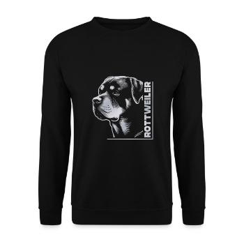ROTTWEILER Zeichnung Kopf silber - Unisex Pullover - Schwarz - Vorne - Alina (178cm) & Michal (187cm)
