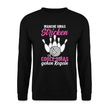 Keglerin Coole Omas gehen Kegeln Kegelclub - Unisex Pullover - Schwarz - Vorne - Alina (178cm) & Michal (187cm)