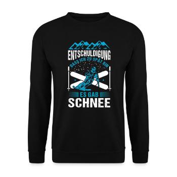 Ski Skifahrer Es gab Schnee Skipiste - Unisex Pullover - Schwarz - Vorne - Alina (178cm) & Michal (187cm)