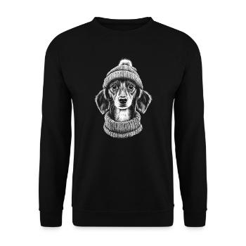 Teckel bobble chapeau chapeau teckel chien chien - Sweat-shirt Unisexe - noir - Devant - Alina (178cm) & Michal (187cm)