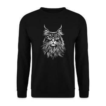 Maine Coon Portrait Chat Chats Chat de race pure - Sweat-shirt Unisexe - noir - Devant - Alina (178cm) & Michal (187cm)