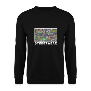 spiel streetwear autoteppich real gangster kind - Unisex Pullover - Schwarz - Vorne - Alina (178cm) & Michal (187cm)
