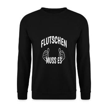 Flutschen muss es - Unisex Pullover - Schwarz - Vorne - Alina (178cm) & Michal (187cm)