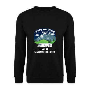 Lieber 1000 Sterne am Himmel als 5 Sterne im Hotel - Unisex Pullover - Schwarz - Vorne - Alina (178cm) & Michal (187cm)