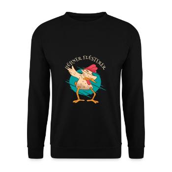 Dabbing Hühner Fluesterer - Unisex Pullover - Schwarz - Vorne - Alina (178cm) & Michal (187cm)