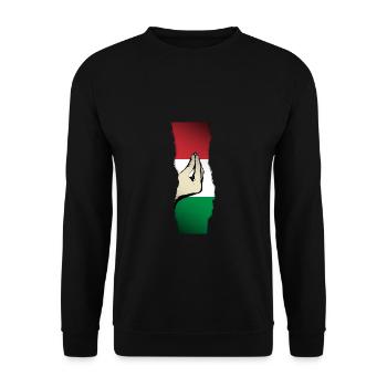 Hand Signal Gesture Hand Italy Italia Fun Flag - Unisex Sweatshirt - black - Front - Alina (178cm) & Michal (187cm)