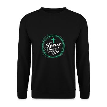 Jesus Saved My Life Christian God Bible Christ - Unisex Sweatshirt - black - Front - Alina (178cm) & Michal (187cm)
