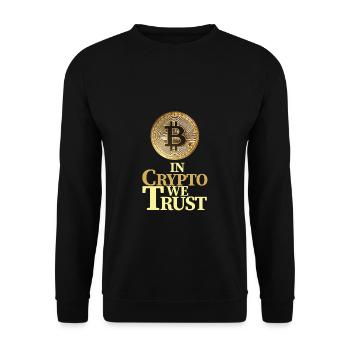 In Crypto We Trust Bitcoin Cryptocurrency - Unisex Pullover - Schwarz - Vorne - Alina (178cm) & Michal (187cm)