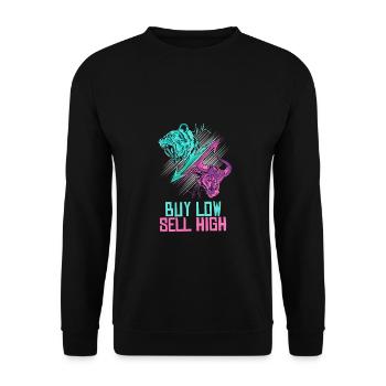Buy Low Sell High Trading Exchange Day trader - Unisex Sweatshirt - black - Front - Alina (178cm) & Michal (187cm)