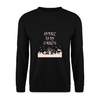 Nature is my church Satanic Satanism - Unisex Sweatshirt - black - Front - Alina (178cm) & Michal (187cm)