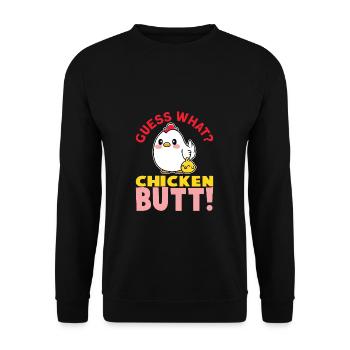 Guess What Chicken Butt Chicken Rooster Farmer Chicken - Unisex Sweatshirt - black - Front - Alina (178cm) & Michal (187cm)
