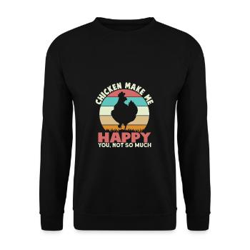 Poulet me rendre Heureux Poulet Coq Farmer Hen - Sweat-shirt Unisexe - noir - Devant - Alina (178cm) & Michal (187cm)