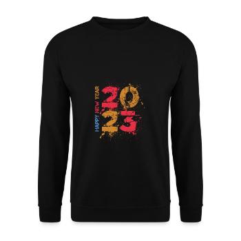 Happy New Year 2023 New Year's Eve Christmas - Unisex Sweatshirt - black - Front - Alina (178cm) & Michal (187cm)