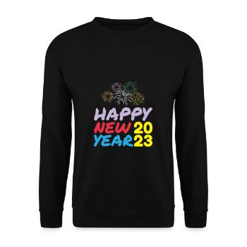 Joyeux Nouvel An 2023 Réveillon du Nouvel An Noël - Sweat-shirt Unisexe - noir - Devant - Alina (178cm) & Michal (187cm)