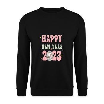 Happy New Year 2023 New Year's Eve Christmas - Unisex Sweatshirt - black - Front - Alina (178cm) & Michal (187cm)