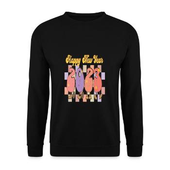 Joyeux Nouvel An 2023 Réveillon du Nouvel An Noël - Sweat-shirt Unisexe - noir - Devant - Alina (178cm) & Michal (187cm)