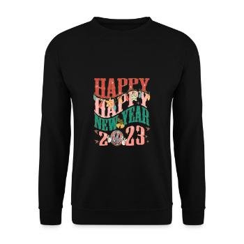 Joyeux Nouvel An 2023 Réveillon du Nouvel An Noël - Sweat-shirt Unisexe - noir - Devant - Alina (178cm) & Michal (187cm)