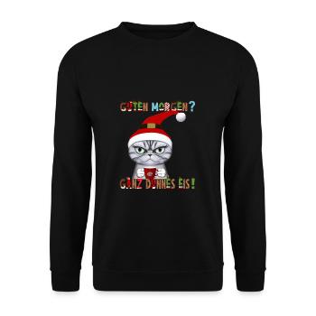 Ganz Dünnes Eis Morgenmuffel Katze Kaffee - Unisex Pullover - Schwarz - Vorne - Alina (178cm) & Michal (187cm)