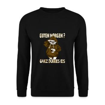 Ganz Dünnes Eis Morgenmuffel Hund Kaffee - Unisex Pullover - Schwarz - Vorne - Alina (178cm) & Michal (187cm)