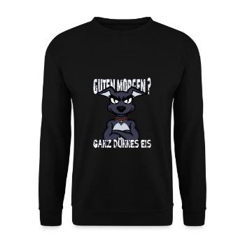 Ganz Dünnes Eis Morgenmuffel Hund Kaffee - Unisex Pullover - Schwarz - Vorne - Alina (178cm) & Michal (187cm)