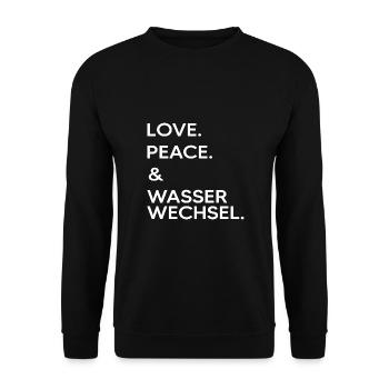 Koi Wasserwechsel im Koiteich Koikarpfen - Unisex Pullover - Schwarz - Vorne - Alina (178cm) & Michal (187cm)