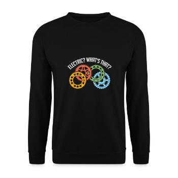 Fahrradfahren ohne Strom und Akku - Unisex Pullover - Schwarz - Vorne - Alina (178cm) & Michal (187cm)