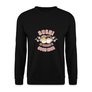 Les sushis pour les amateurs de cuisine japonaise sont toujours une bonne idée - Sweat-shirt Unisexe - noir - Devant - Alina (178cm) & Michal (187cm)