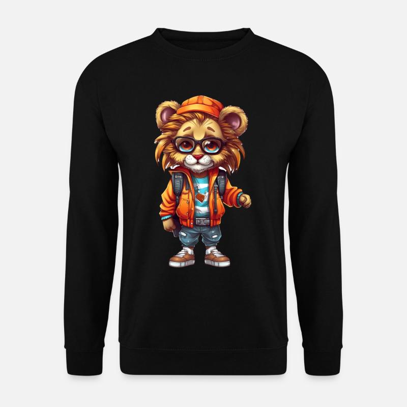 Dessin animé de lion mignon - Sweat-shirt Unisexe - noir