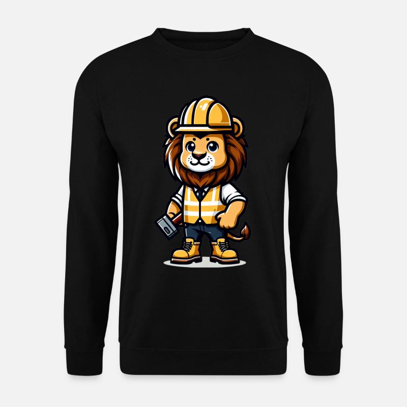 Cute Lion Construction Worker - Unisex Pullover - Schwarz