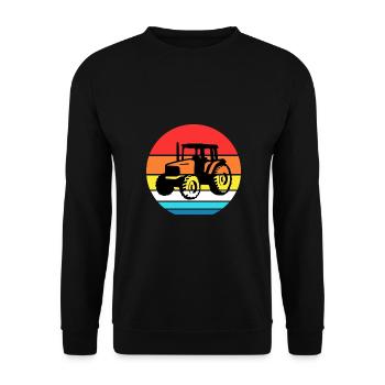 Traktor im Kreis bunt Trecker Landwirtschaft Feld - Unisex Pullover - Schwarz - Vorne - Alina (178cm) & Michal (187cm)