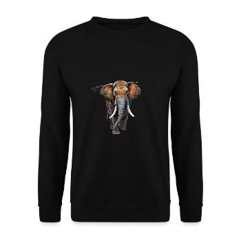 Colorful elephant in boho ethno style - Unisex Sweatshirt - black - Front - Alina (178cm) & Michal (187cm)