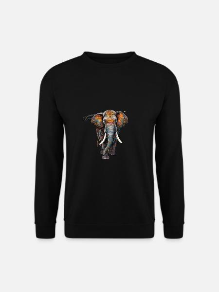 Bunter Elefant im Boho Ethno Style - Unisex Pullover - Schwarz