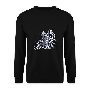 Motorradfahrer - Unisex Pullover - Schwarz - Vorne - Alina (178cm) & Michal (187cm)