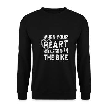 Dirtbike Rider HEart Races Faster MX Motocross - Unisex Sweatshirt - black - Front - Alina (178cm) & Michal (187cm)