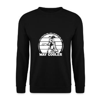 Welder Girl Way Cooler Gift idea - Unisex Pullover - Schwarz - Vorne - Alina (178cm) & Michal (187cm)