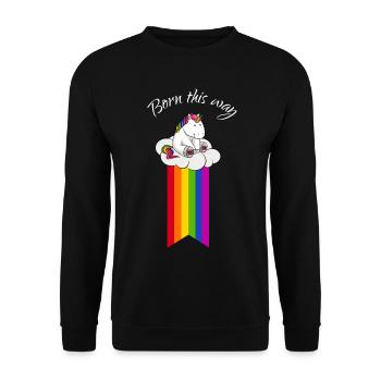 Born this way Unicorn LGBT Gay Pride Unicorn - Unisex Sweatshirt - black - Front - Alina (178cm) & Michal (187cm)