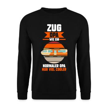 Modelleisenbahn Großvater Opa Zug Eisenbahn - Unisex Pullover - Schwarz - Vorne - Alina (178cm) & Michal (187cm)