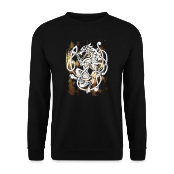 FENRIR Wolf - Odin - Vintage - usedlook - Unisex Pullover - Schwarz - Vorne - Alina (178cm) & Michal (187cm)