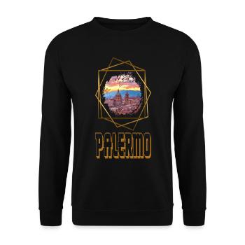 Palermo Italy City Skyline Holiday Love Gold - Unisex Sweatshirt - black - Front - Alina (178cm) & Michal (187cm)