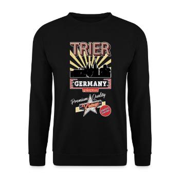 Trier Germany City Skyline Vintage Retro - Unisex Sweatshirt - black - Front - Alina (178cm) & Michal (187cm)