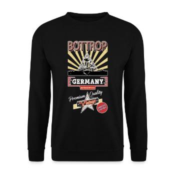Bottrop Deutschland Stadt Skyline Vintage Retro - Unisex Pullover - Schwarz - Vorne - Alina (178cm) & Michal (187cm)