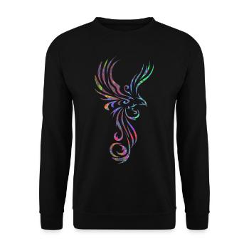 Tattoo Vogel marmoriert 3 - Unisex Pullover - Schwarz - Vorne - Alina (178cm) & Michal (187cm)