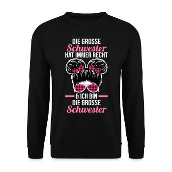 Geschwister Familie Schwestern Schwester - Unisex Pullover - Schwarz - Vorne - Alina (178cm) & Michal (187cm)