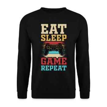 Mangez le jeu du sommeil Répétez | Produits de jeu vintage - Sweat-shirt Unisexe - noir - Devant - Alina (178cm) & Michal (187cm)