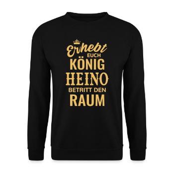 Name Heino Geschenkidee Geburtstag lustig König - Unisex Pullover - Schwarz - Vorne - Alina (178cm) & Michal (187cm)